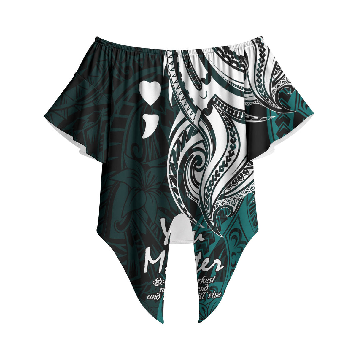 You Matter Suicide Prevention Support Off Shoulder Wrap Waist Top Turquoise Polynesian Tribal