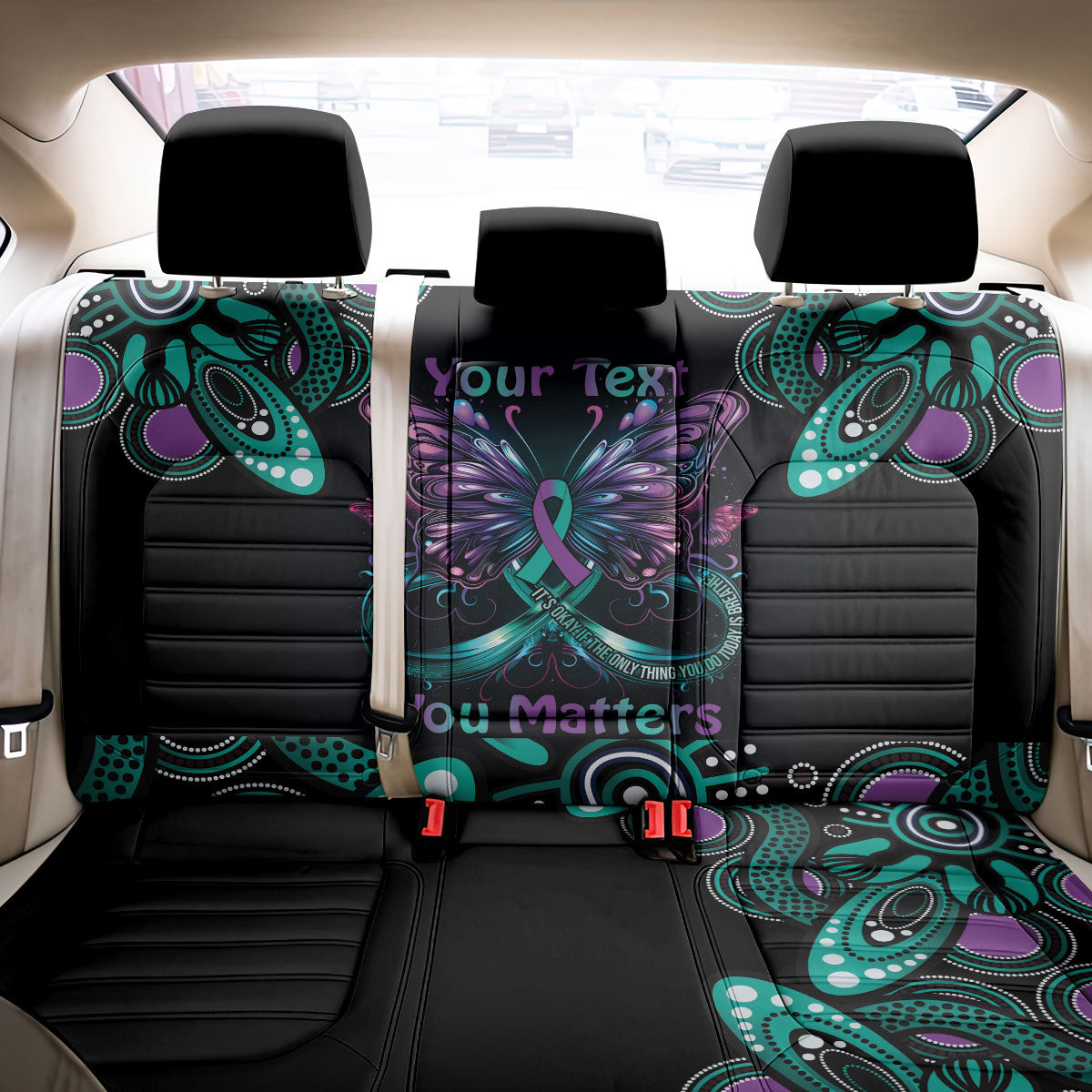 Personalised Hope Fight Suicide Prevention Support Back Car Seat Cover Aboriginal Motif