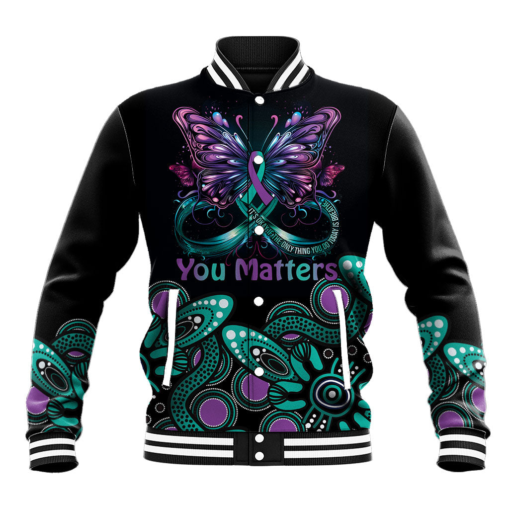 Personalised Hope Fight Suicide Prevention Support Baseball Jacket Aboriginal Motif