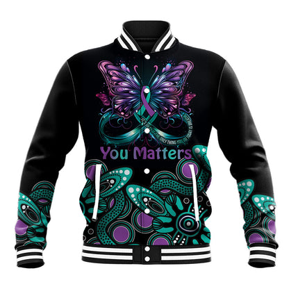 Personalised Hope Fight Suicide Prevention Support Baseball Jacket Aboriginal Motif