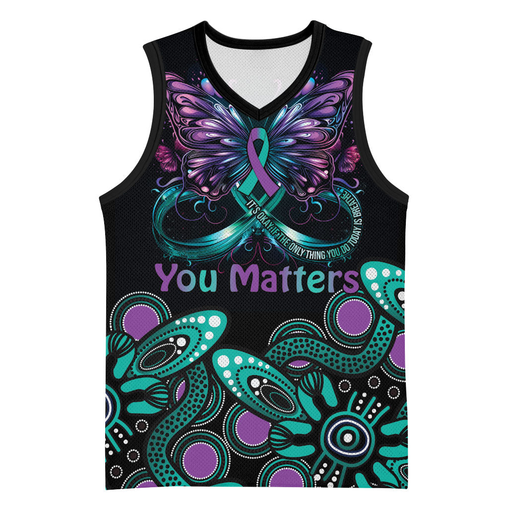 Personalised Hope Fight Suicide Prevention Support Basketball Jersey Aboriginal Motif