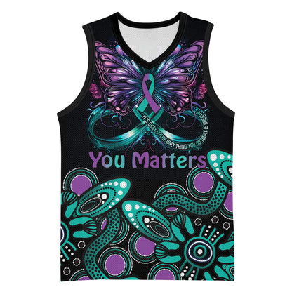 Personalised Hope Fight Suicide Prevention Support Basketball Jersey Aboriginal Motif