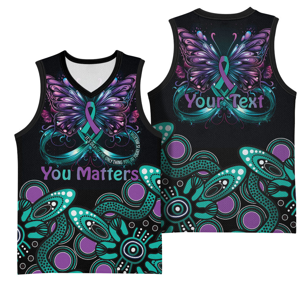 Personalised Hope Fight Suicide Prevention Support Basketball Jersey Aboriginal Motif
