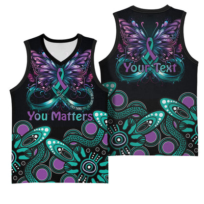 Personalised Hope Fight Suicide Prevention Support Basketball Jersey Aboriginal Motif