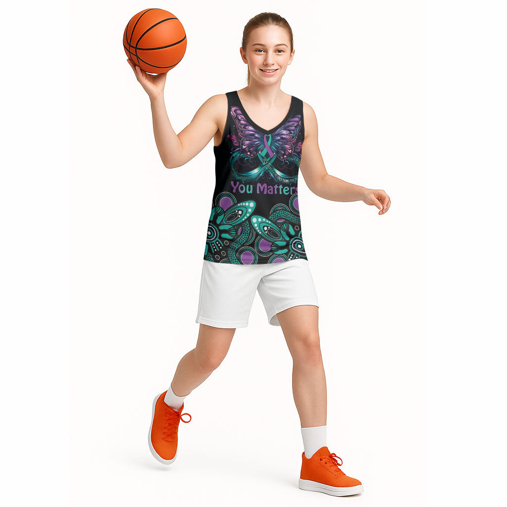 Personalised Hope Fight Suicide Prevention Support Basketball Jersey Aboriginal Motif