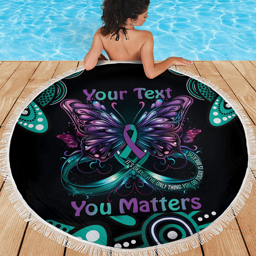 Personalised Hope Fight Suicide Prevention Support Beach Blanket Aboriginal Motif