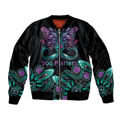 Personalised Hope Fight Suicide Prevention Support Bomber Jacket Aboriginal Motif
