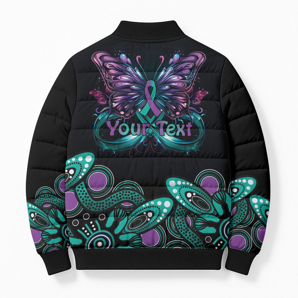 Personalised Hope Fight Suicide Prevention Support Bomber Puffer Jacket Aboriginal Motif