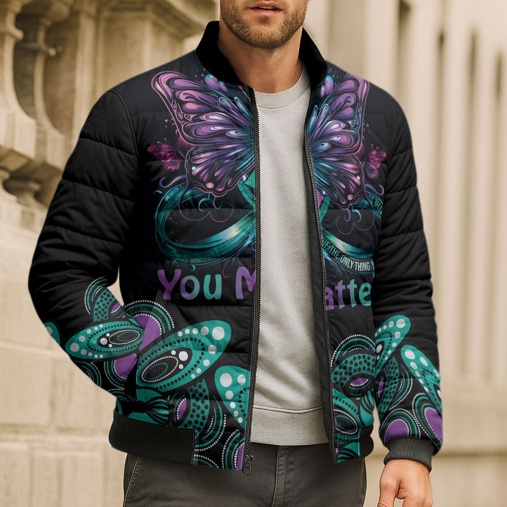 Personalised Hope Fight Suicide Prevention Support Bomber Puffer Jacket Aboriginal Motif