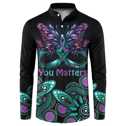 Personalised Hope Fight Suicide Prevention Support Button Sweatshirt Aboriginal Motif