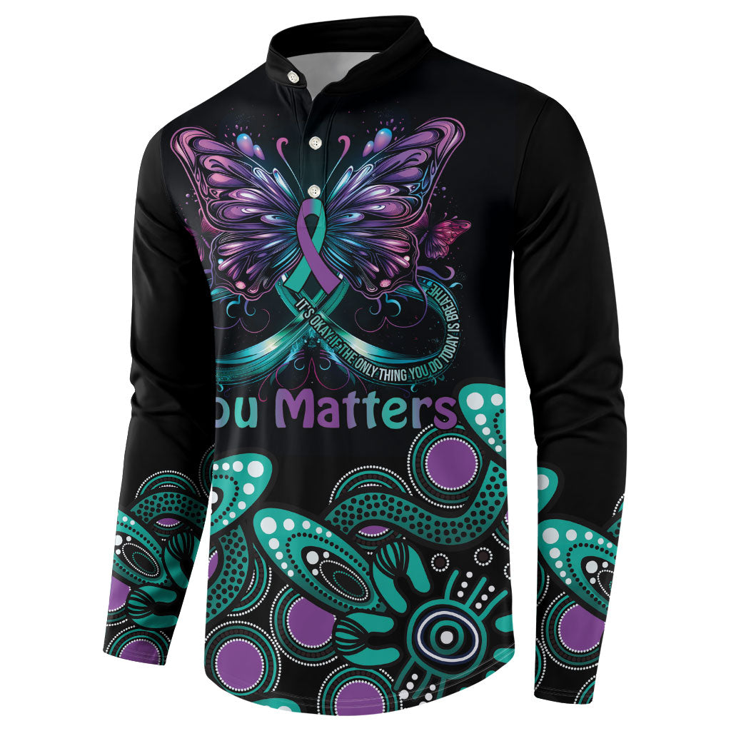 Personalised Hope Fight Suicide Prevention Support Button Sweatshirt Aboriginal Motif