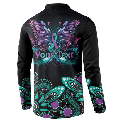 Personalised Hope Fight Suicide Prevention Support Button Sweatshirt Aboriginal Motif