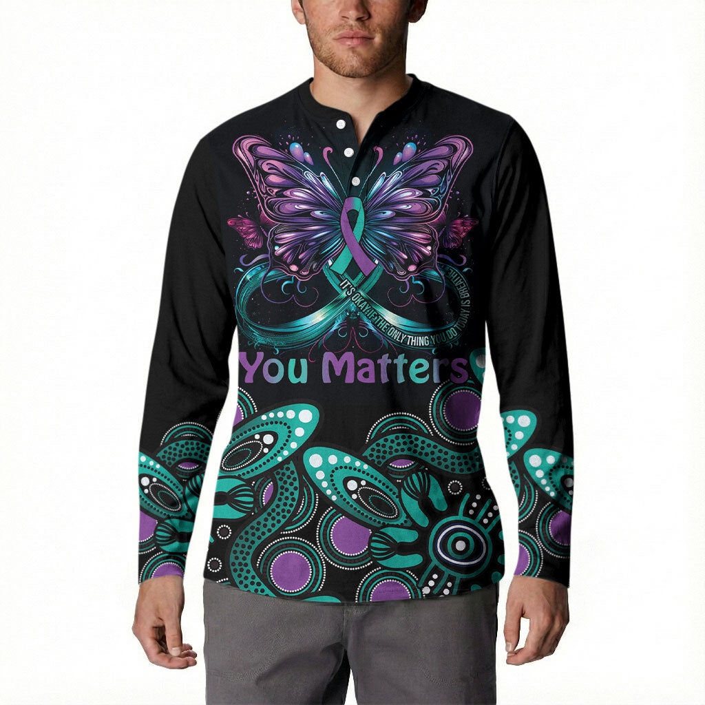 Personalised Hope Fight Suicide Prevention Support Button Sweatshirt Aboriginal Motif