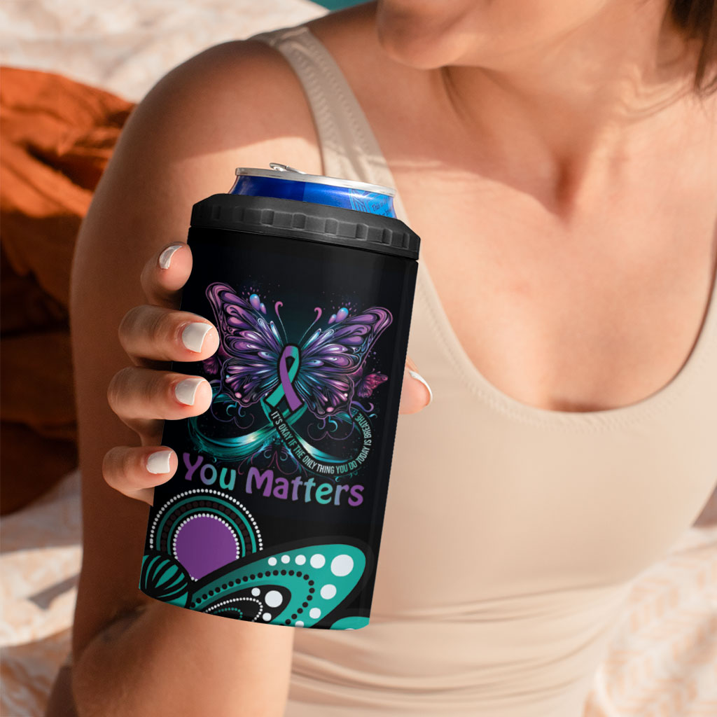 Personalised Hope Fight Suicide Prevention Support 4 in 1 Can Cooler Tumbler Aboriginal Motif