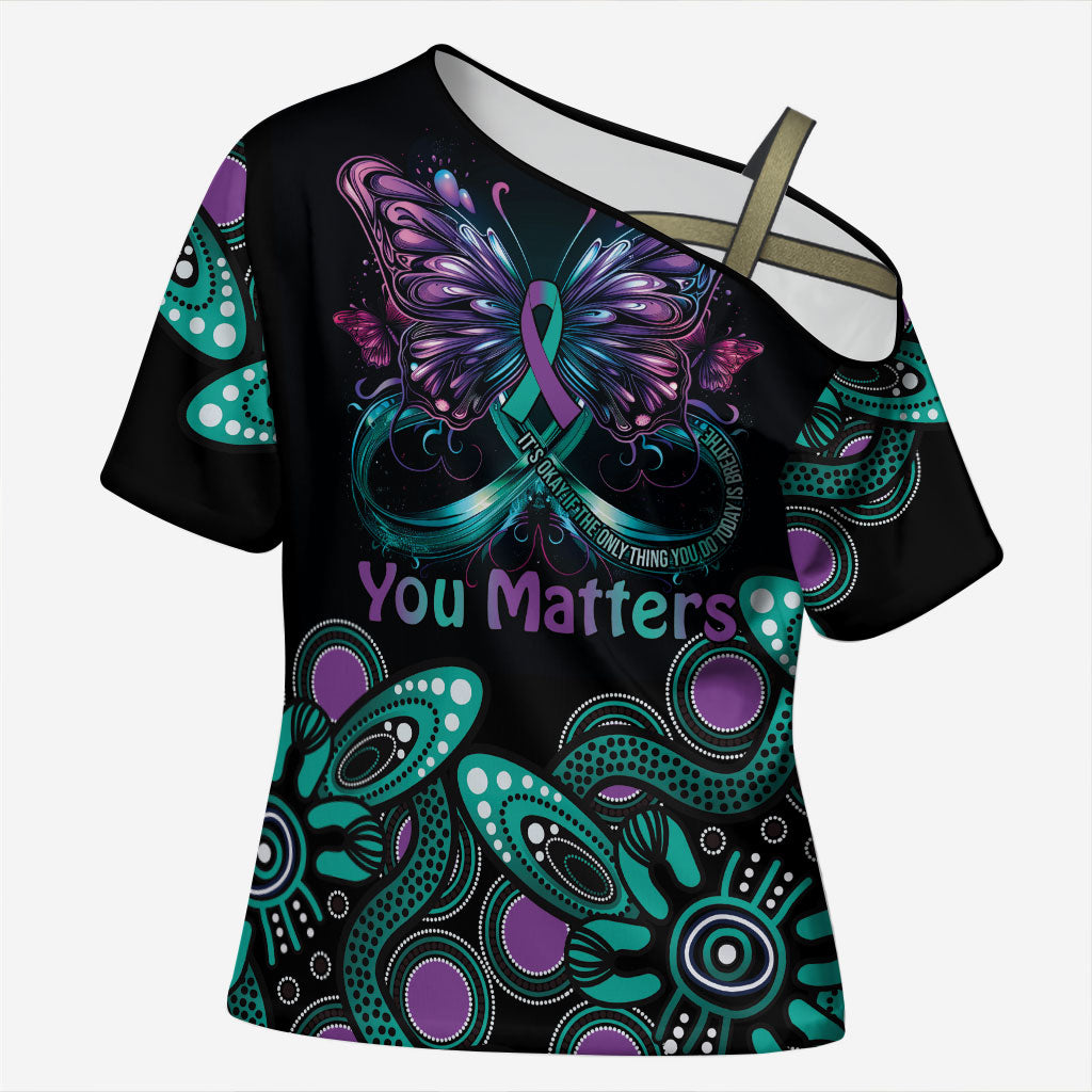 Personalised Hope Fight Suicide Prevention Support Cross Shoulder Shirt Aboriginal Motif