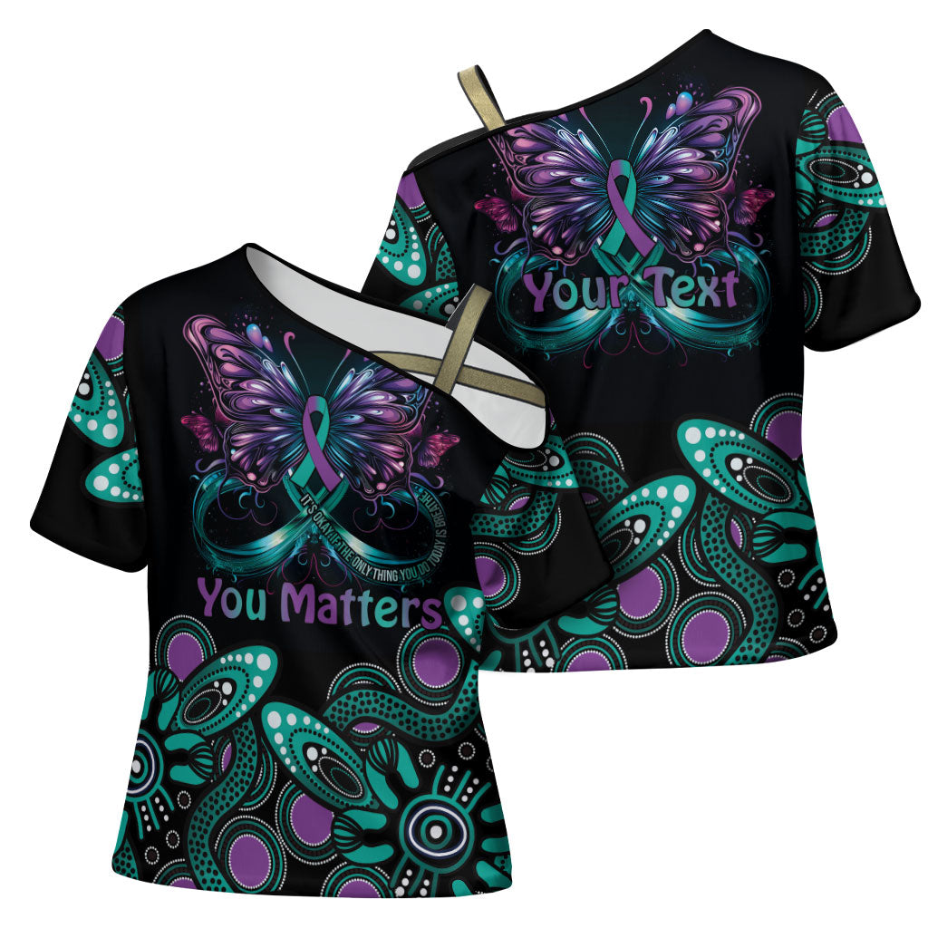 Personalised Hope Fight Suicide Prevention Support Cross Shoulder Shirt Aboriginal Motif