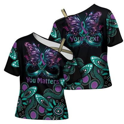 Personalised Hope Fight Suicide Prevention Support Cross Shoulder Shirt Aboriginal Motif