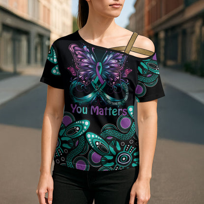 Personalised Hope Fight Suicide Prevention Support Cross Shoulder Shirt Aboriginal Motif