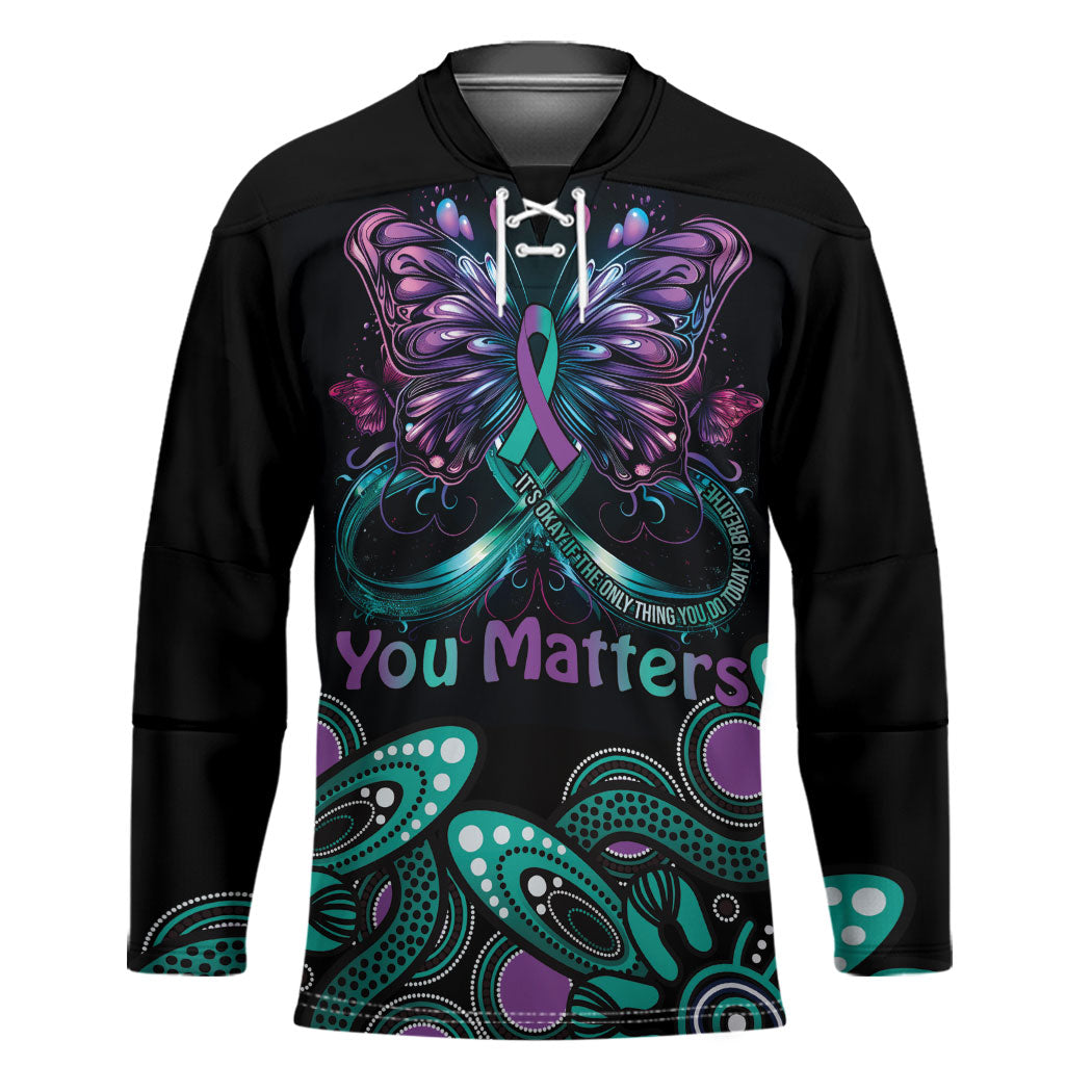 Personalised Hope Fight Suicide Prevention Support Hockey Jersey Aboriginal Motif