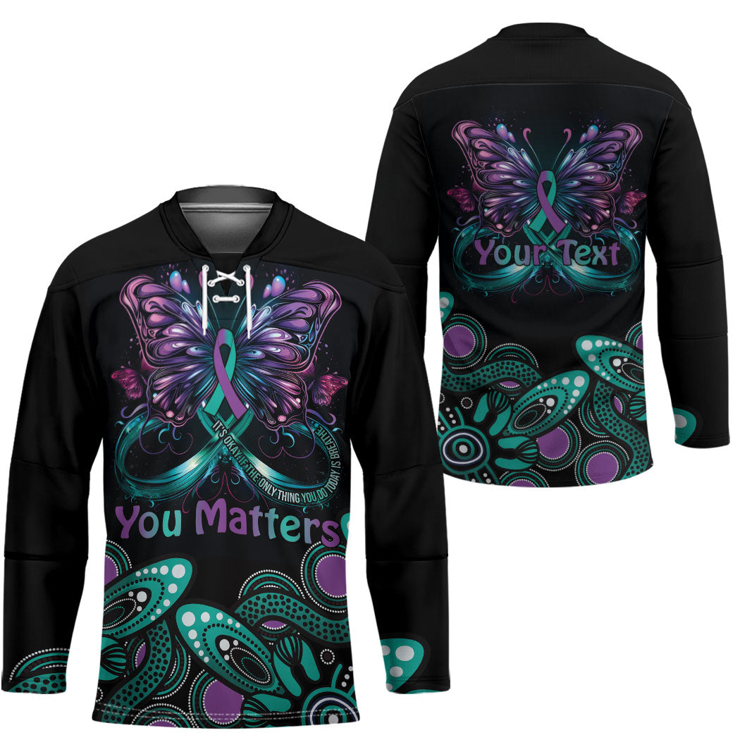 Personalised Hope Fight Suicide Prevention Support Hockey Jersey Aboriginal Motif