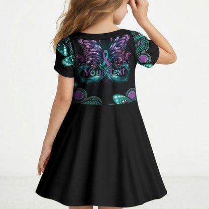Personalised Hope Fight Suicide Prevention Support Kid Short Sleeve Dress Aboriginal Motif