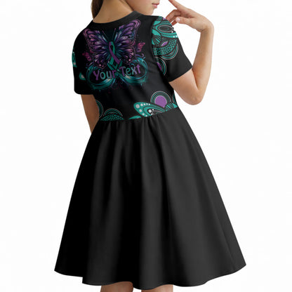 Personalised Hope Fight Suicide Prevention Support Kid Short Sleeve Dress Aboriginal Motif