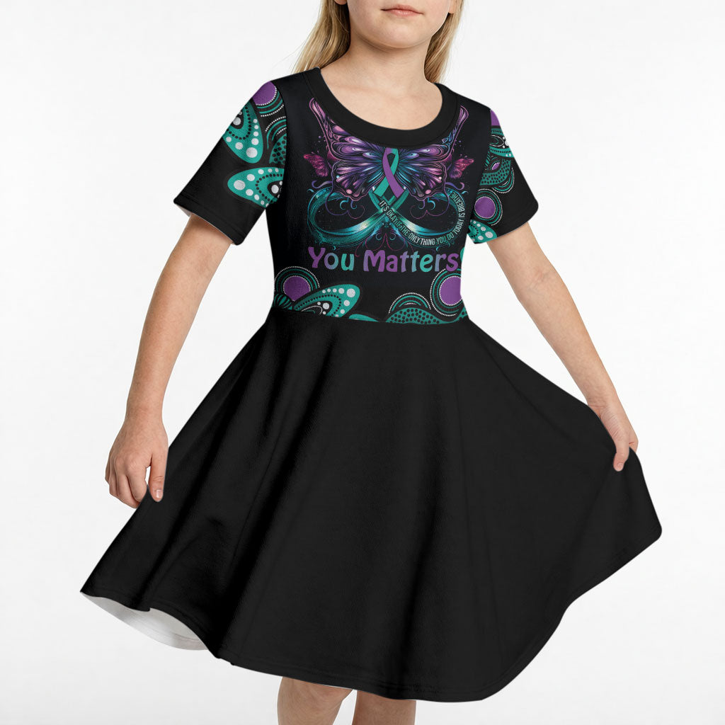 Personalised Hope Fight Suicide Prevention Support Kid Short Sleeve Dress Aboriginal Motif