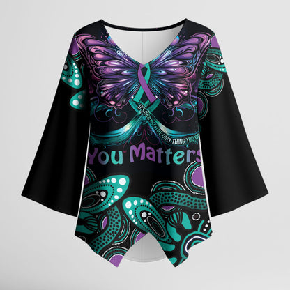 Personalised Hope Fight Suicide Prevention Support Kimono Sleeve Blouse Aboriginal Motif