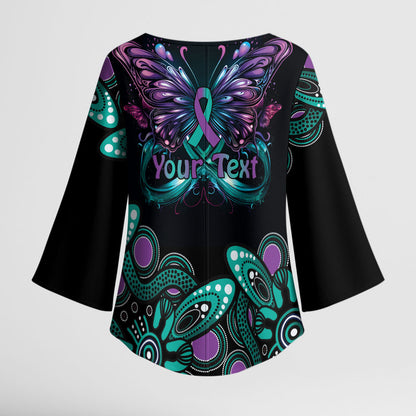 Personalised Hope Fight Suicide Prevention Support Kimono Sleeve Blouse Aboriginal Motif