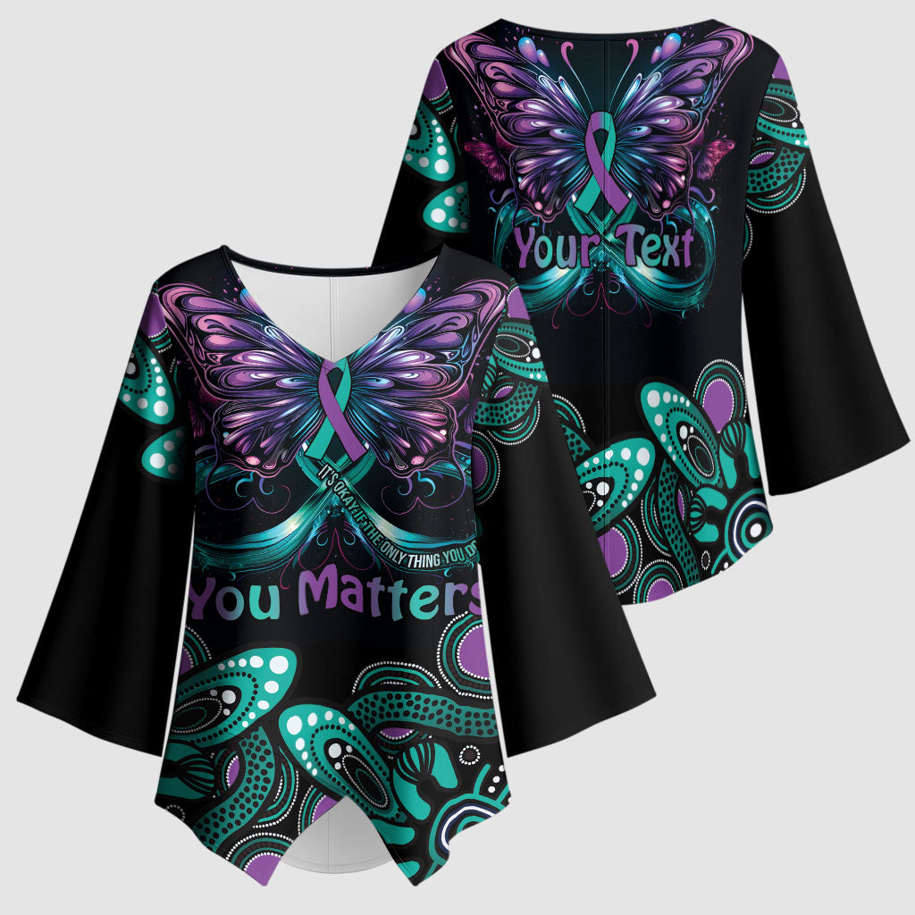 Personalised Hope Fight Suicide Prevention Support Kimono Sleeve Blouse Aboriginal Motif