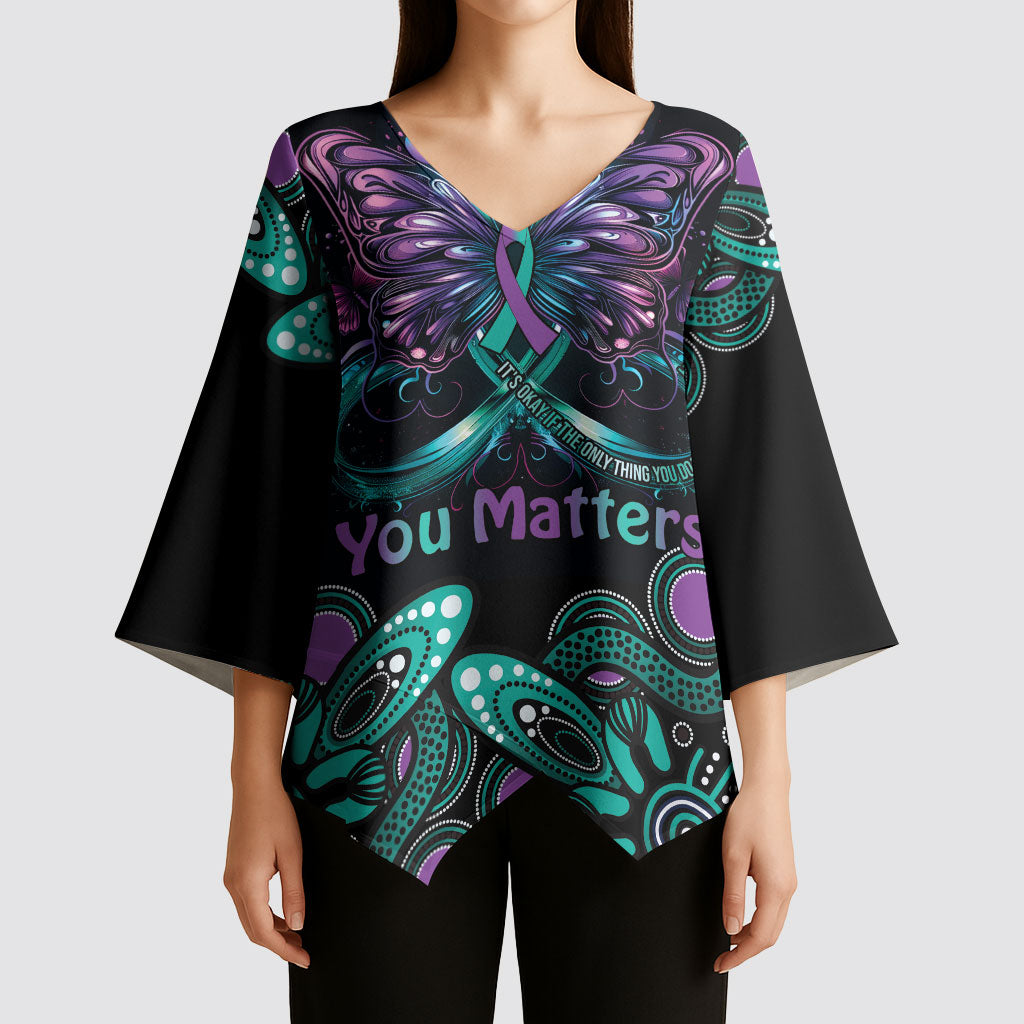 Personalised Hope Fight Suicide Prevention Support Kimono Sleeve Blouse Aboriginal Motif