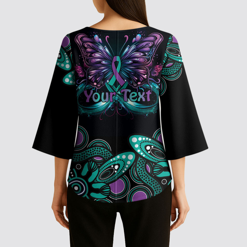 Personalised Hope Fight Suicide Prevention Support Kimono Sleeve Blouse Aboriginal Motif