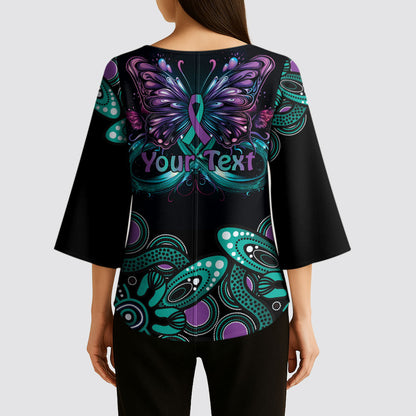 Personalised Hope Fight Suicide Prevention Support Kimono Sleeve Blouse Aboriginal Motif
