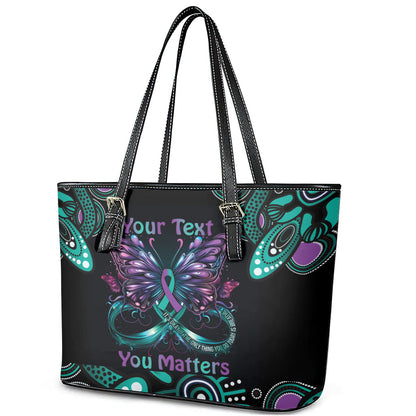 Personalised Hope Fight Suicide Prevention Support Leather Tote Bag Aboriginal Motif