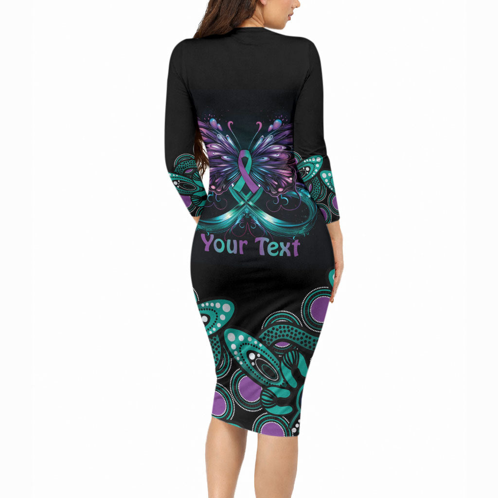 Personalised Hope Fight Suicide Prevention Support Long Sleeve Bodycon Dress Aboriginal Motif