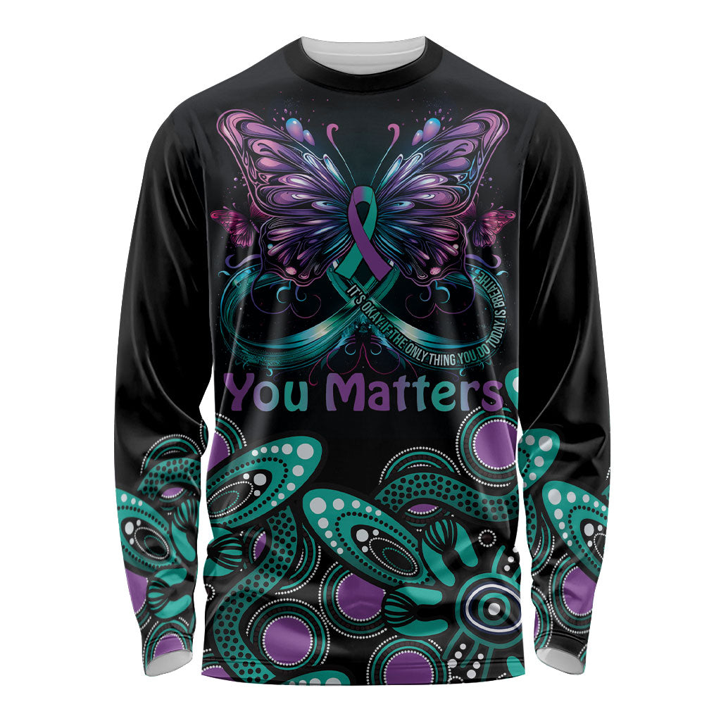 Personalised Hope Fight Suicide Prevention Support Long Sleeve Shirt Aboriginal Motif