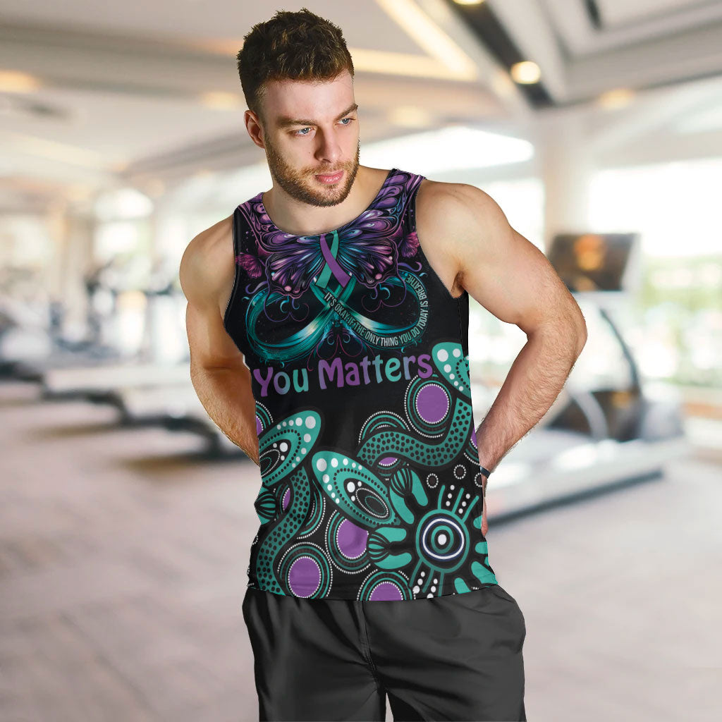 Personalised Hope Fight Suicide Prevention Support Men Tank Top Aboriginal Motif