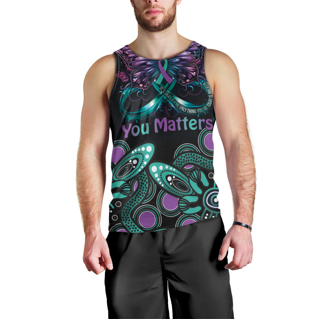 Personalised Hope Fight Suicide Prevention Support Men Tank Top Aboriginal Motif