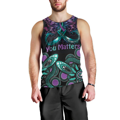 Personalised Hope Fight Suicide Prevention Support Men Tank Top Aboriginal Motif