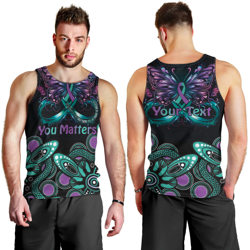 Personalised Hope Fight Suicide Prevention Support Men Tank Top Aboriginal Motif