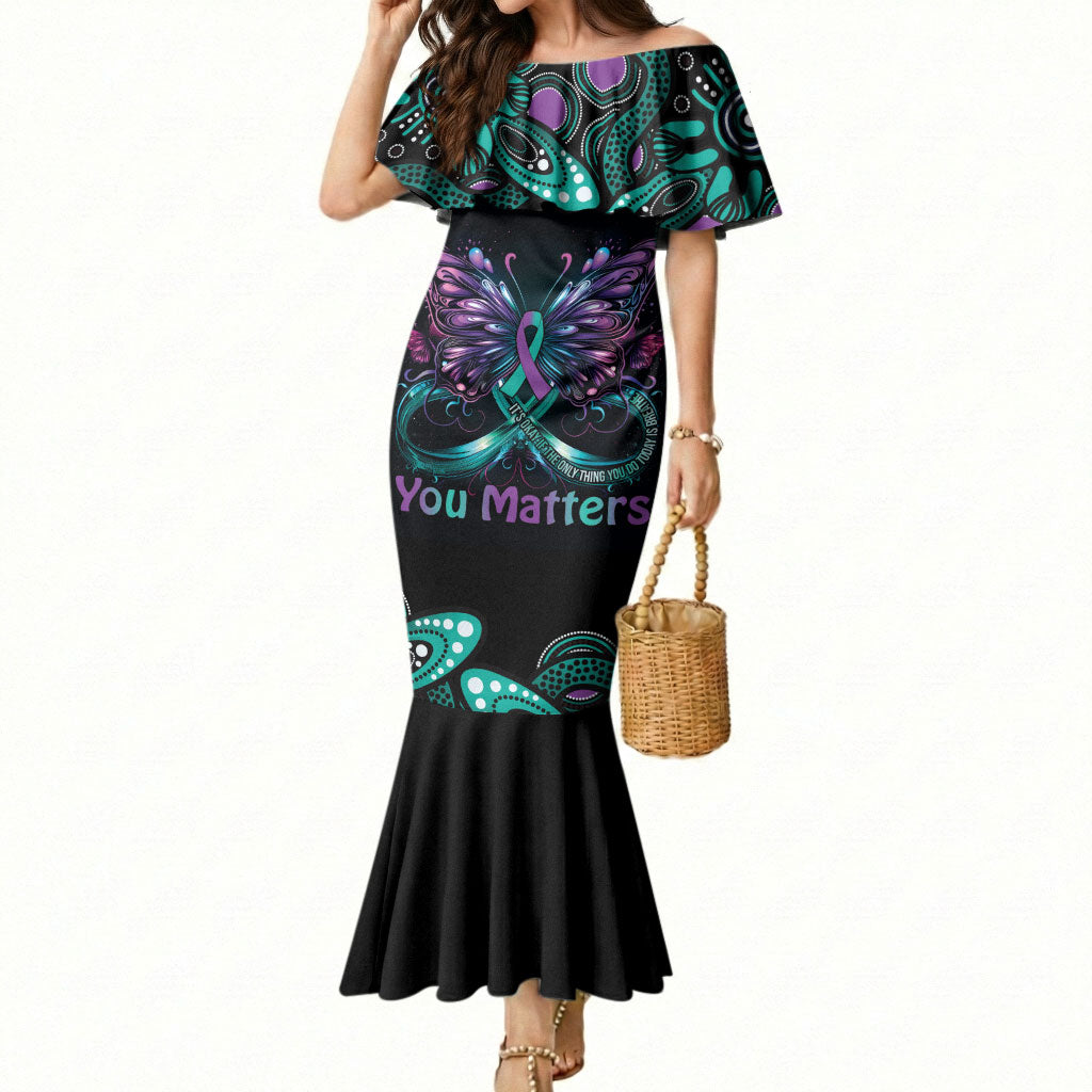 Personalised Hope Fight Suicide Prevention Support Mermaid Dress Aboriginal Motif