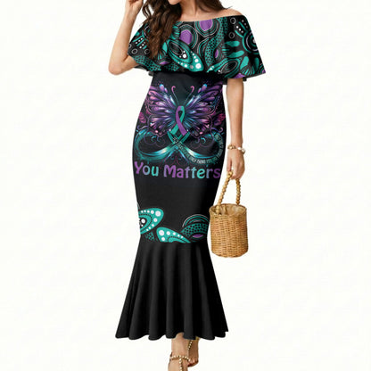 Personalised Hope Fight Suicide Prevention Support Mermaid Dress Aboriginal Motif