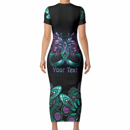 Personalised Hope Fight Suicide Prevention Support Short Sleeve Bodycon Dress Aboriginal Motif