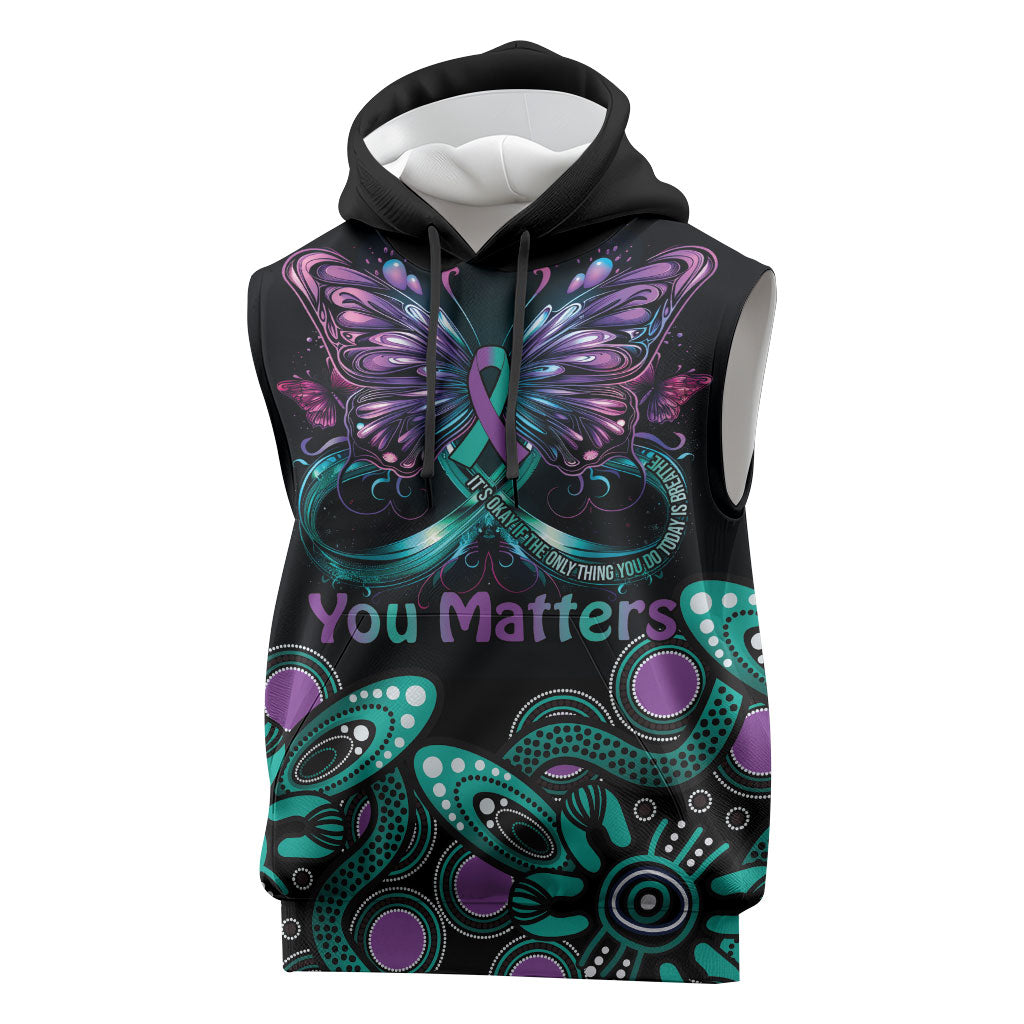 Personalised Hope Fight Suicide Prevention Support Sleeveless Hoodie Aboriginal Motif