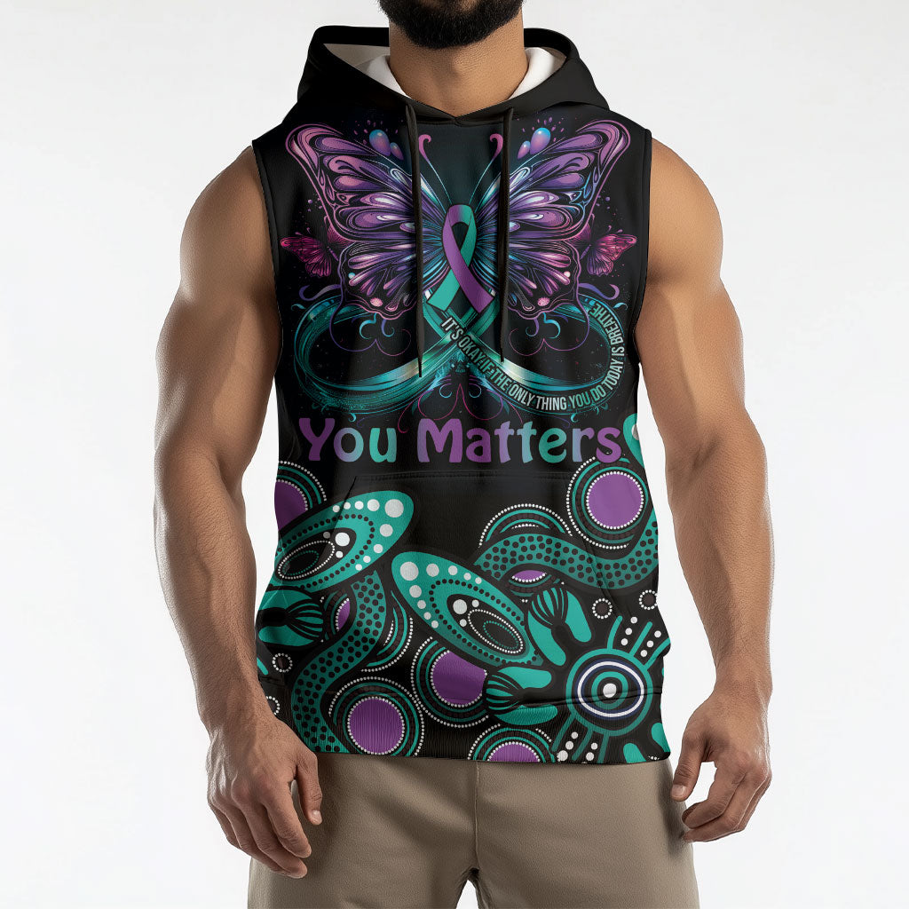 Personalised Hope Fight Suicide Prevention Support Sleeveless Hoodie Aboriginal Motif