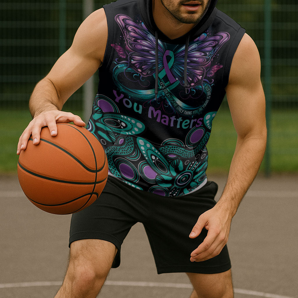 Personalised Hope Fight Suicide Prevention Support Sleeveless Hoodie Aboriginal Motif