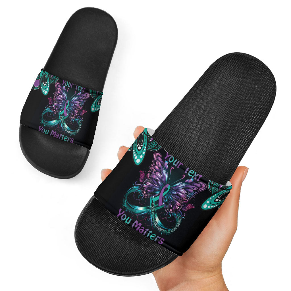 Personalised Hope Fight Suicide Prevention Support Slide Sandals Aboriginal Motif