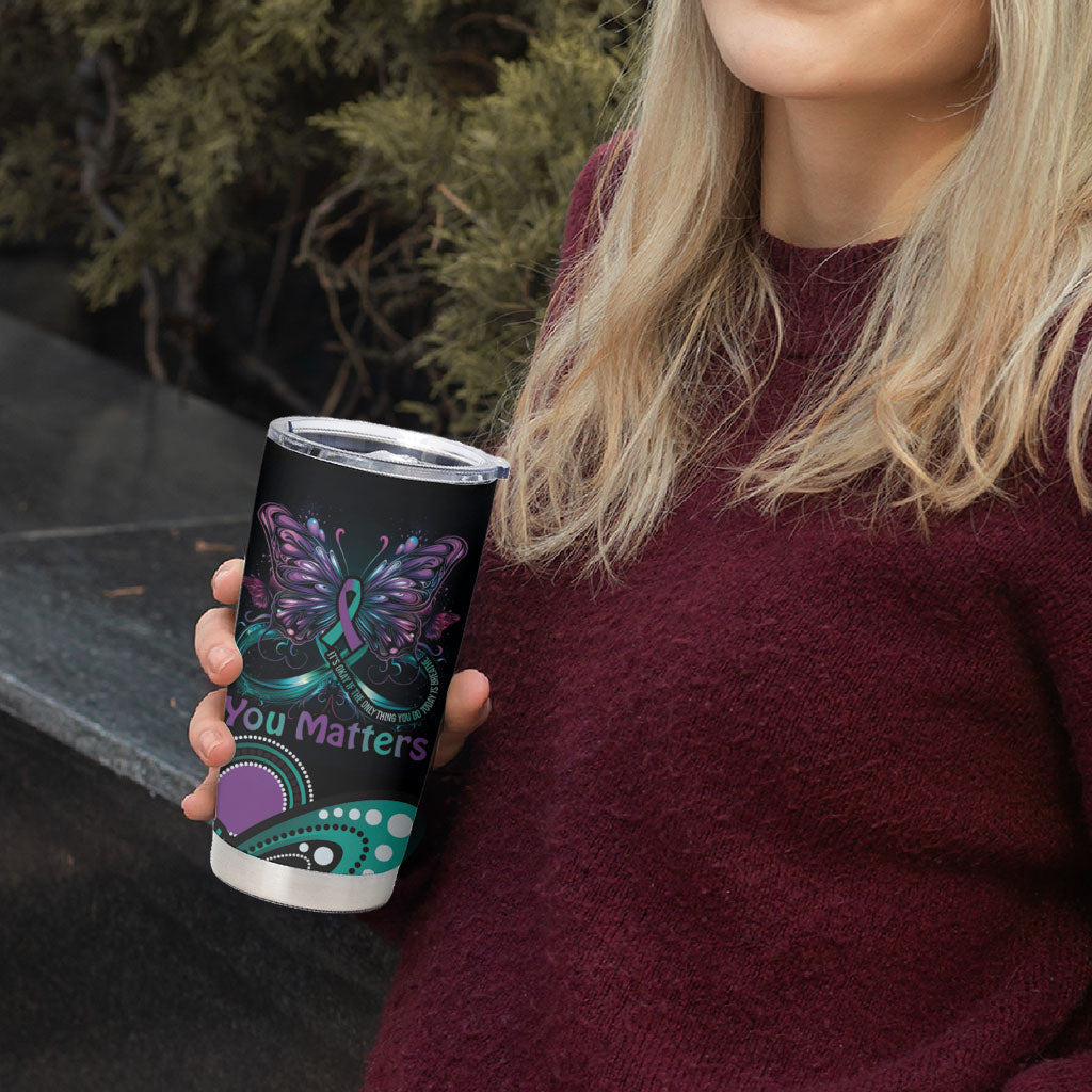Personalised Hope Fight Suicide Prevention Support Tumbler Cup Aboriginal Motif