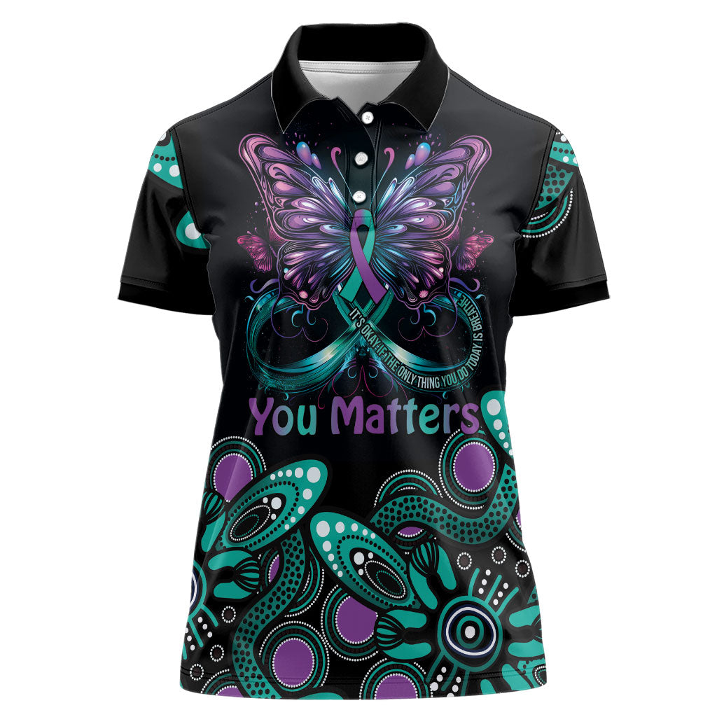 Personalised Hope Fight Suicide Prevention Support Women Polo Shirt Aboriginal Motif