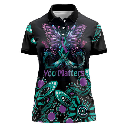 Personalised Hope Fight Suicide Prevention Support Women Polo Shirt Aboriginal Motif